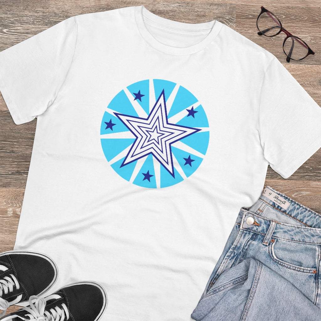 Insook Hwang's art_Star_Happy Creator_DTG Unisex Organic White T-shirt Cotton