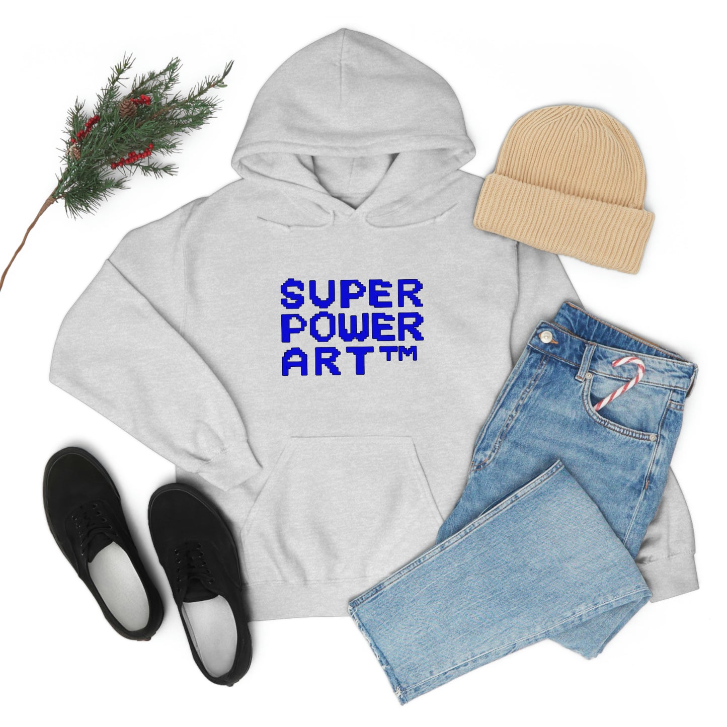 Insook Hwang's art_ Super Power Art(Blue_Black line)_Unisex Heavy Blend™ Hooded Sweatshirt