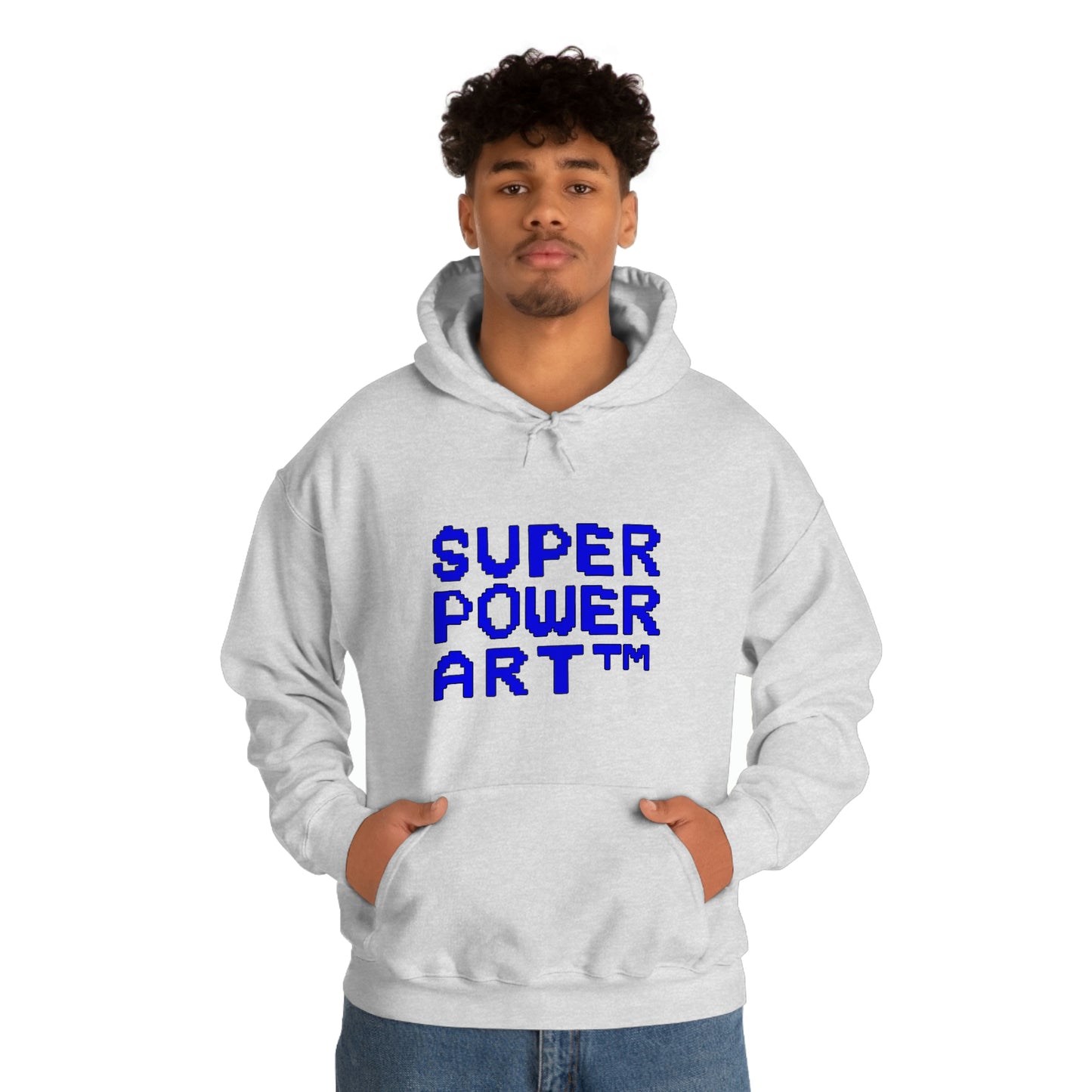 Insook Hwang's art_ Super Power Art(Blue_Black line)_Unisex Heavy Blend™ Hooded Sweatshirt