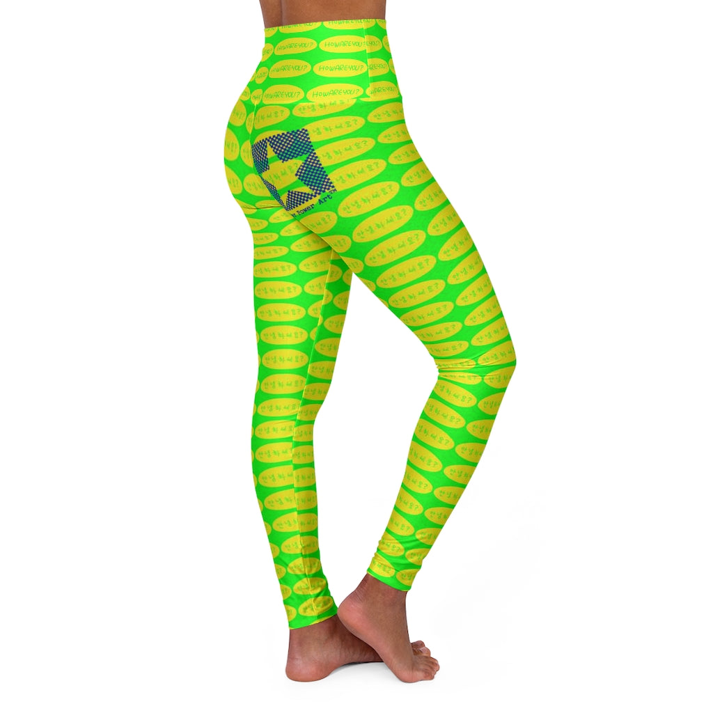 Insook Hwang's art_super power art_ How are you?_AOP High leggings (Green)