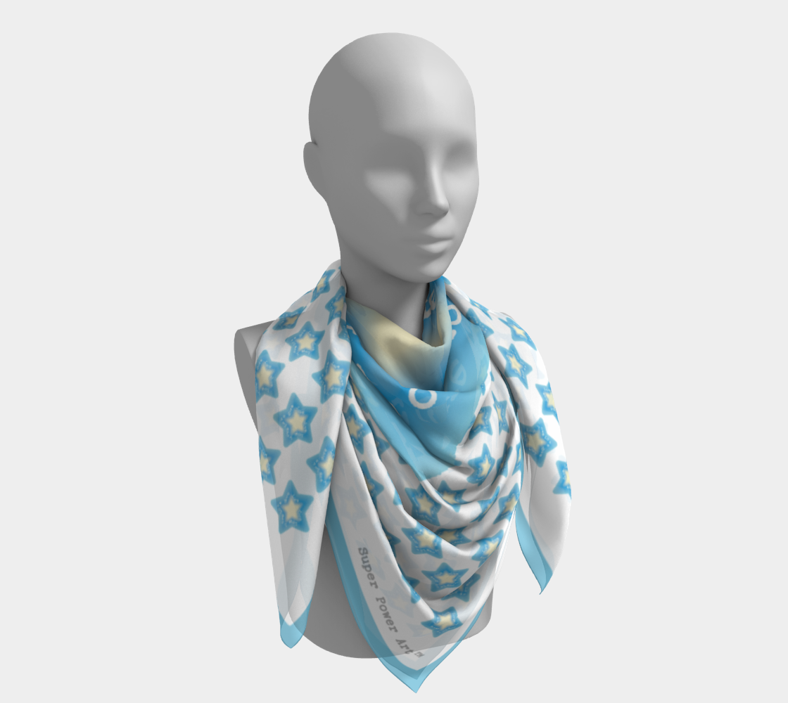 Insook Hwang's Art_Scarves _Stars_LightBlueWarm#2_SuperStar_whitewide