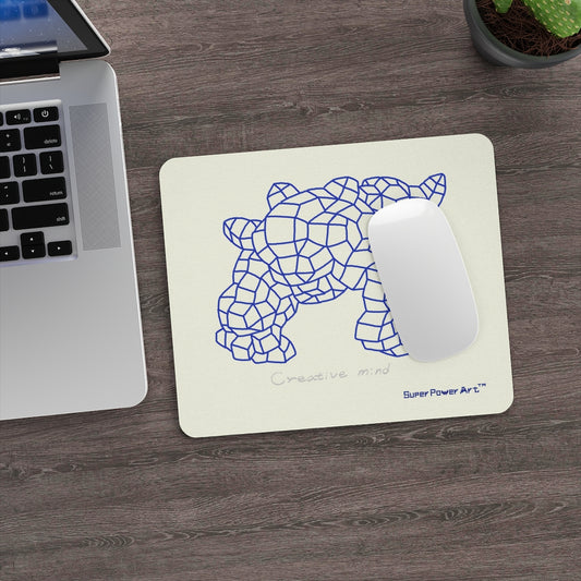 Insook Hwang's Art_Net_ Blue Dino#1_Mouse Pad (Rectangle)Thick3mm_AOP