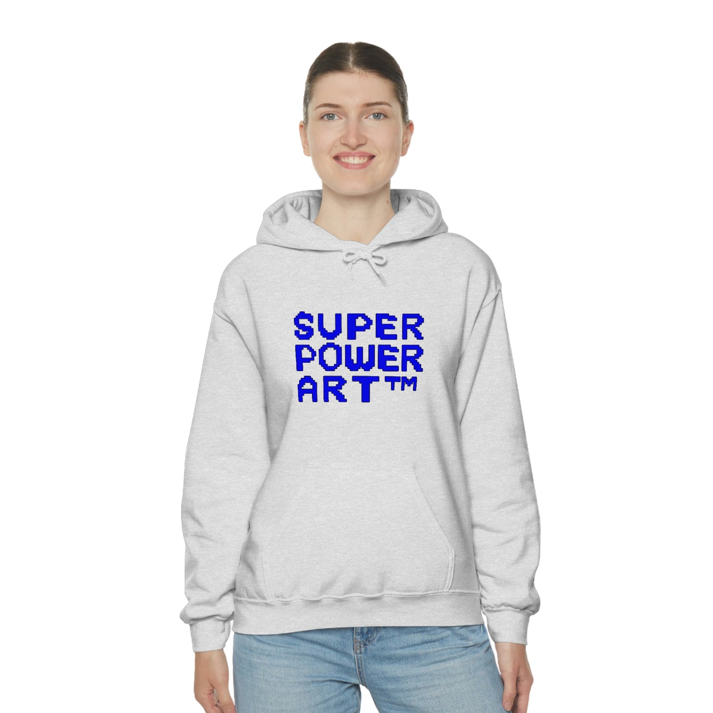 Insook Hwang's art_ Super Power Art(Blue_Black line)_Unisex Heavy Blend™ Hooded Sweatshirt