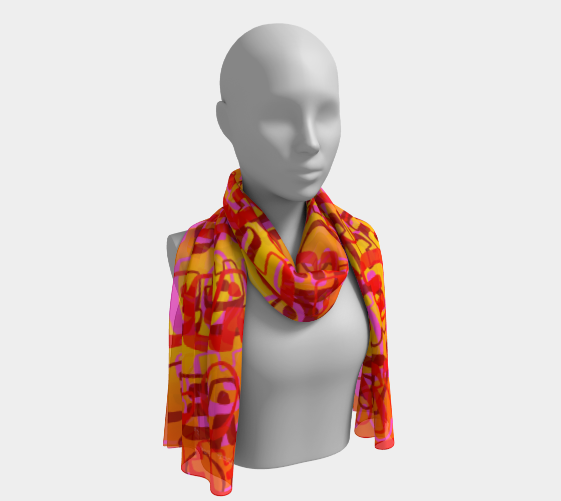 Insook Hwang's Art_Scarves_Love&Peace_Orange_textoverlay#4