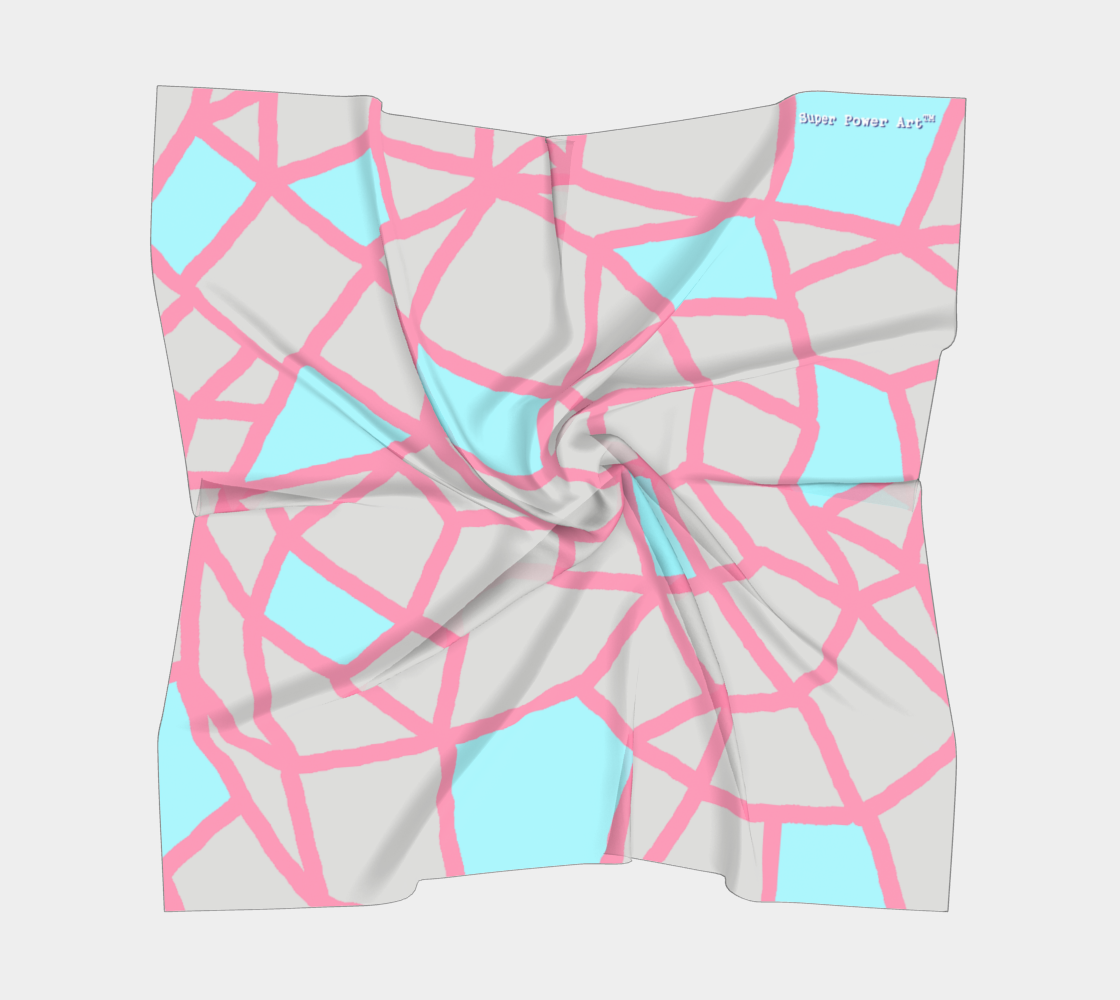 Insook Hwang's Art_Scarves_Net#8_Pinkline_Lightbluefill_gray#1