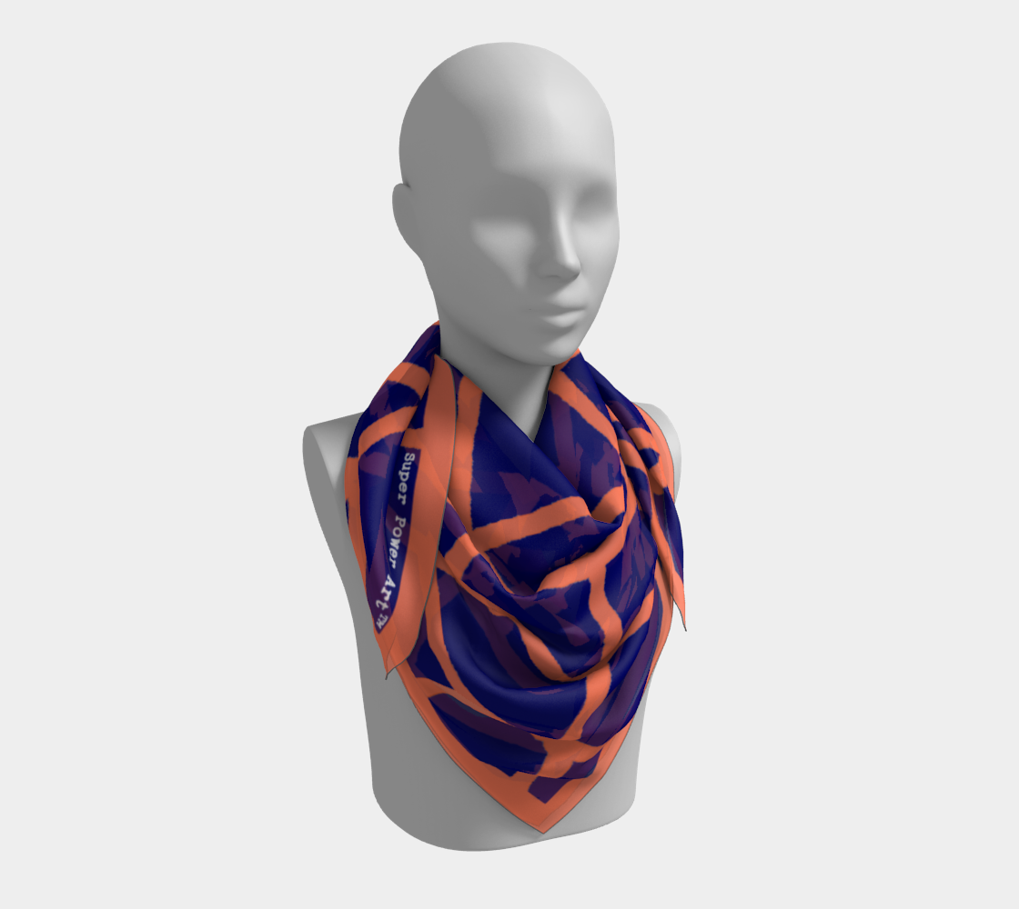 Insook Hwang's Art_Scarves_Net#5_Orange _Navy_outline