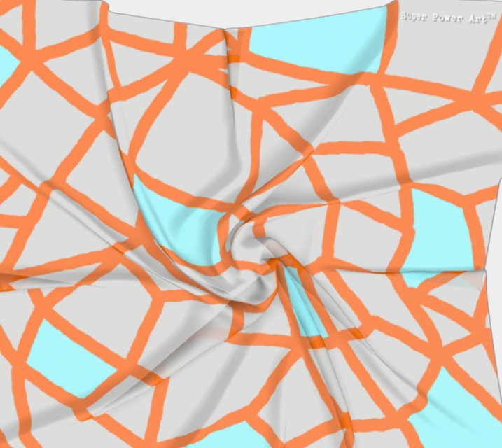 Net Structure #6 Scarf — Orange Line / Gray / Blue Fill | ASTRA SOL™