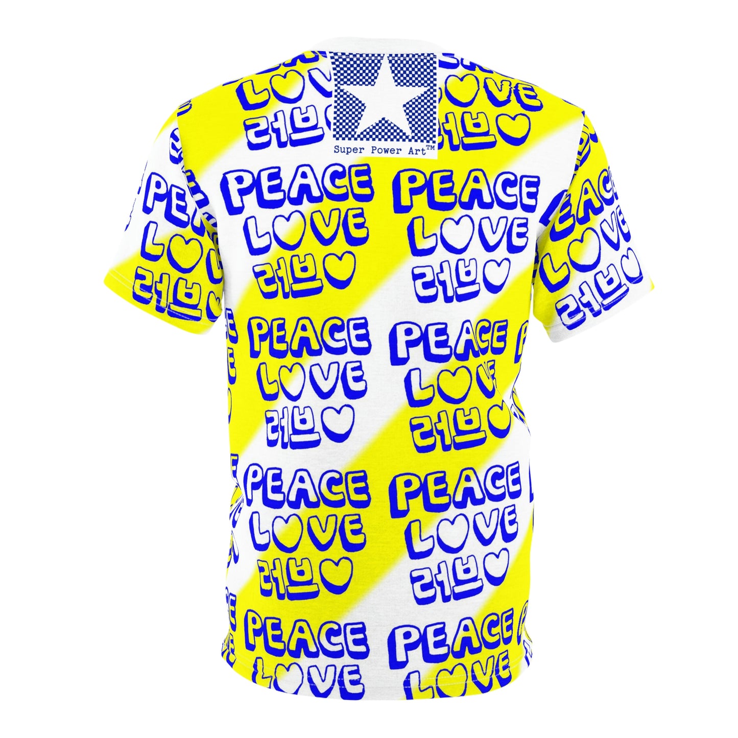 Insook Hwang's art_ UFO_Love and Peace_Unisex T-shirt_Yellow_AOP