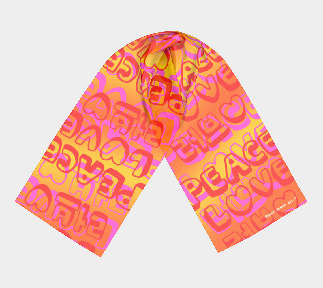 Insook Hwang's Art_Scarves_Love&Peace_Orange_textoverlay#2