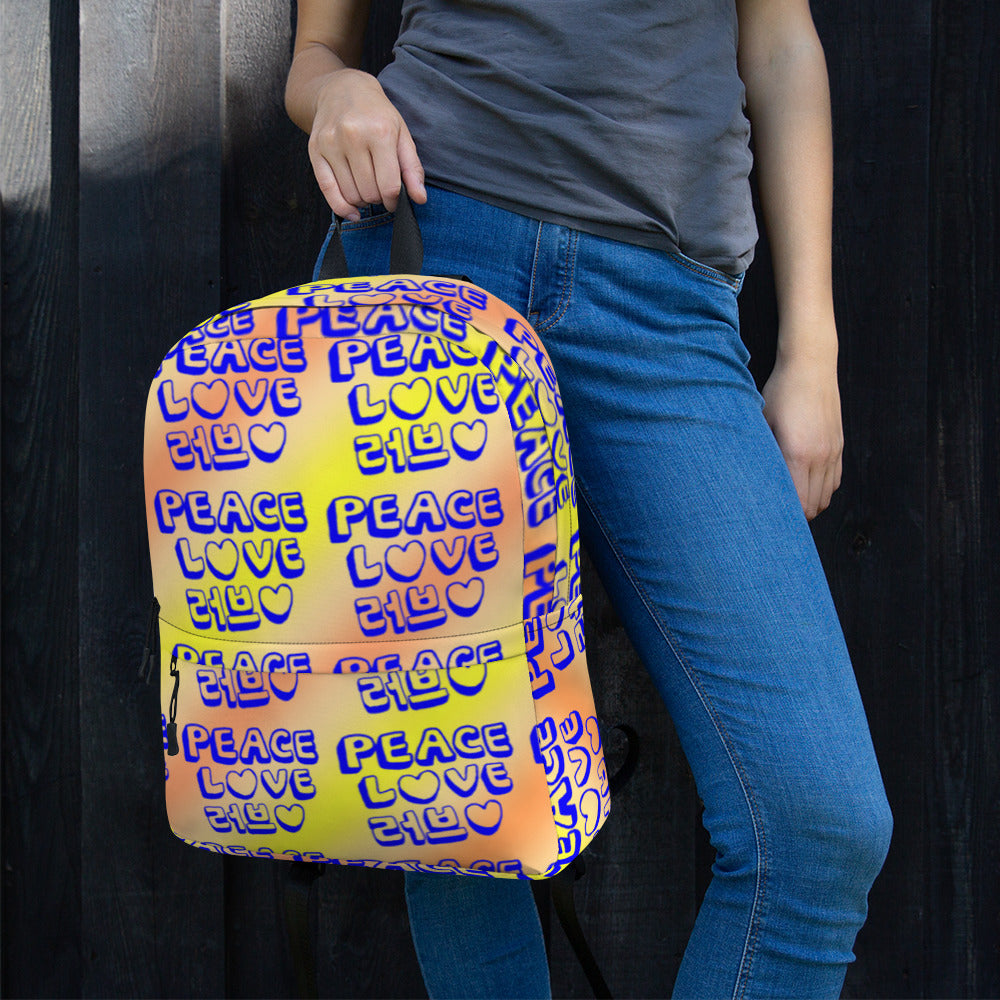 Insook Hwang's art_Love and Peace_Unisex Fabric Backpack_type2