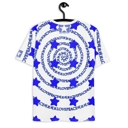 Insook Hwang's art_Love and Peace_Blue Stars #1_ Men's t-shirt_white