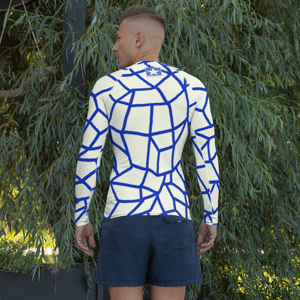 Insook Hwang's art_Net#1_Creative Mind_Men's rash guard_Blue line on Ivory