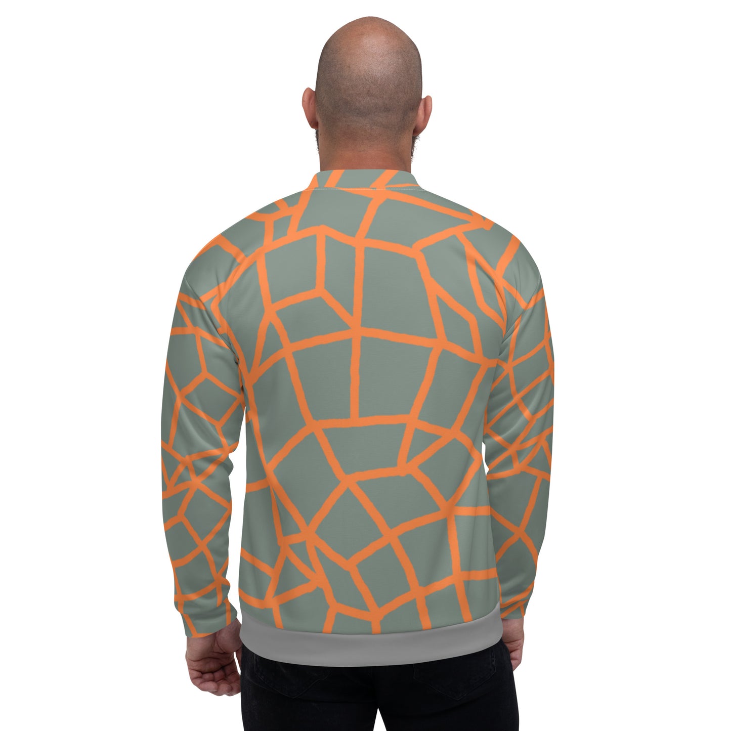 Insook Hwang's art_Net_Creative Mind Unisex Bomber Jacket_Orange on Green