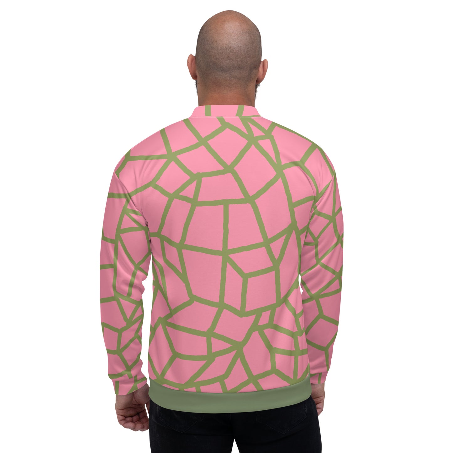 Insook Hwang's art_Net_Creative Mind Unisex Bomber Jacket_Green on Pink