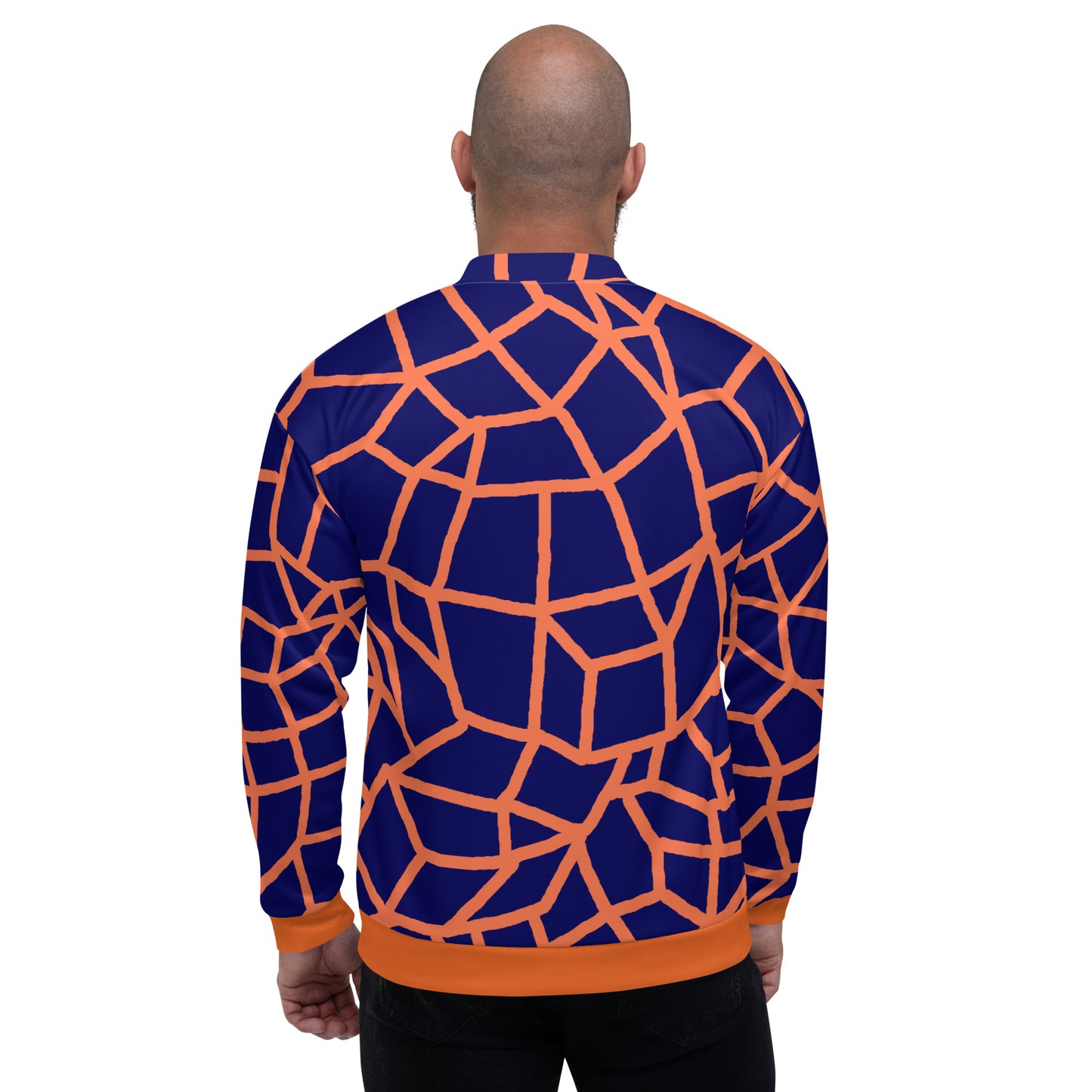 Insook Hwang's art_Net_Creative Mind Unisex Bomber Jacket_Orange on Navy