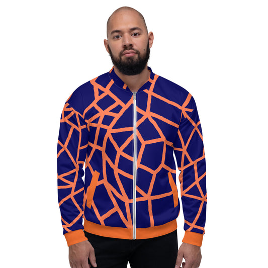 Insook Hwang's art_Net_Creative Mind Unisex Bomber Jacket_Orange on Navy