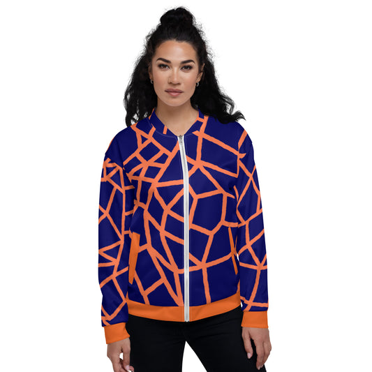 Insook Hwang's art_Net_Creative Mind Unisex Bomber Jacket_Orange on Navy