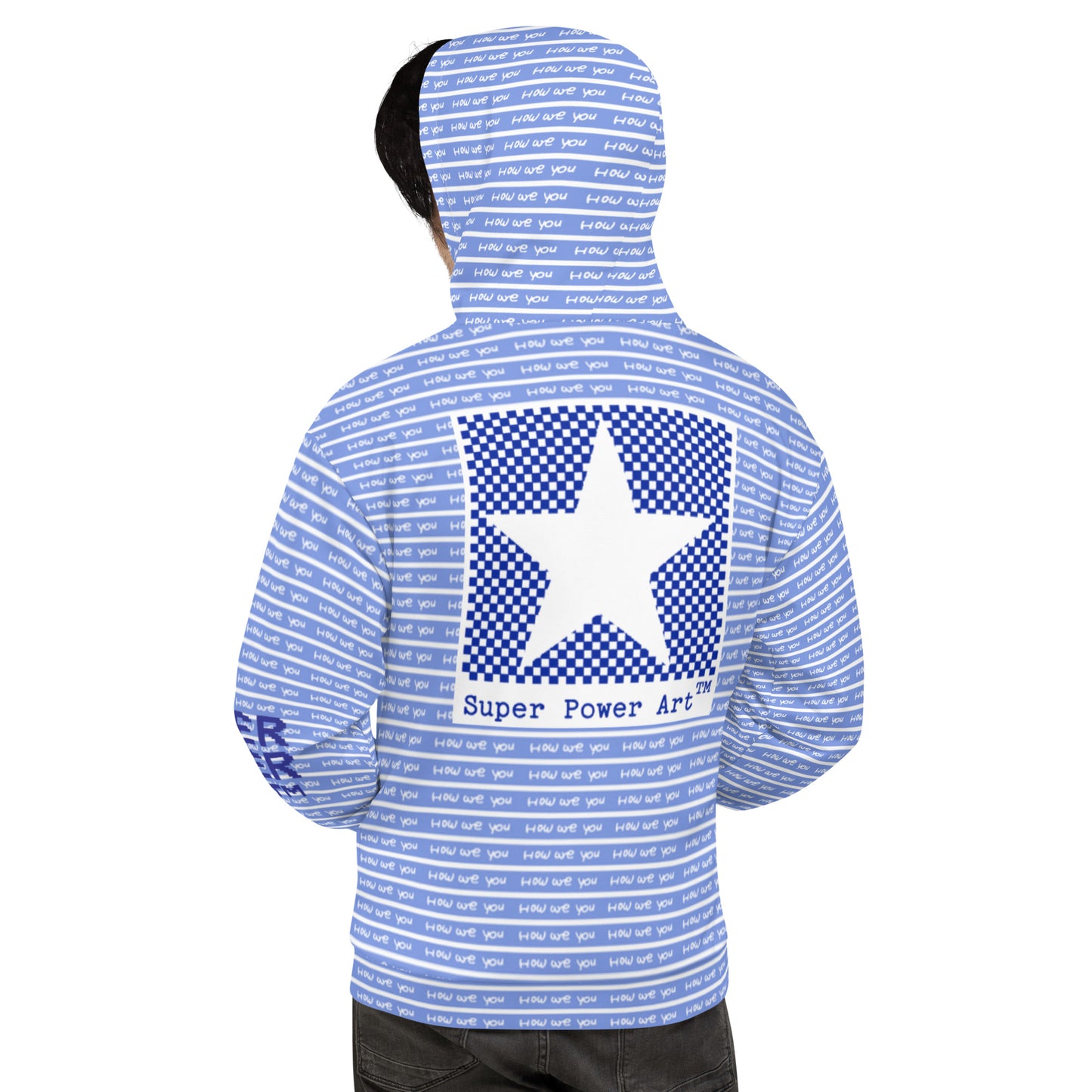 Insook Hwang's art_Super Power Art_UFO#3_Howareyou_Blue stripes_Unisex Hoodie