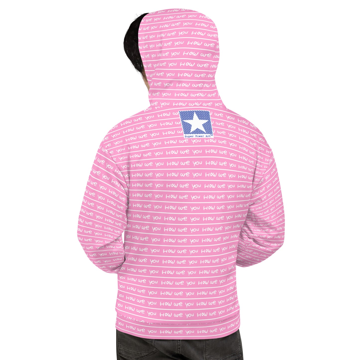 Insook Hwang's art_Super Power Art_UFO#4_Howareyou_Pink stripes_Unisex Hoodie