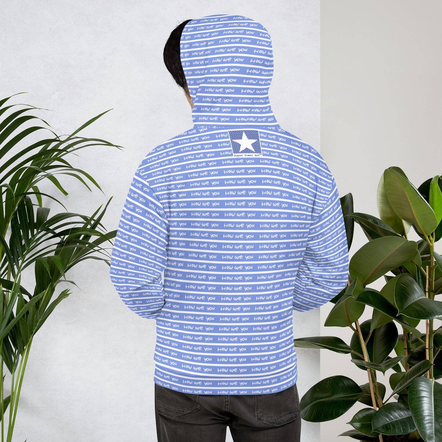 Insook Hwang's art_Super Power Art_UFO#1_Howareyou_Blue stripes_Unisex Hoodie