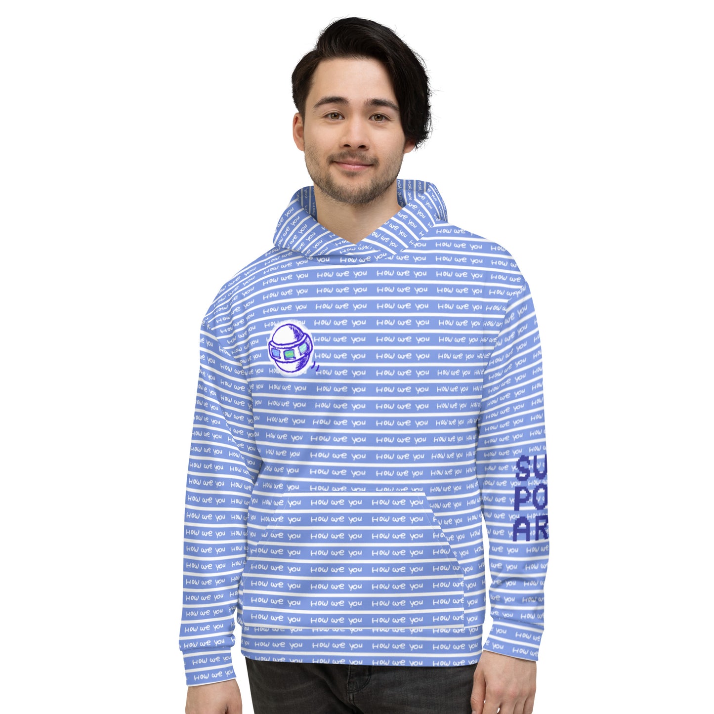 Insook Hwang's art_Super Power Art_UFO#3_Howareyou_Blue stripes_Unisex Hoodie