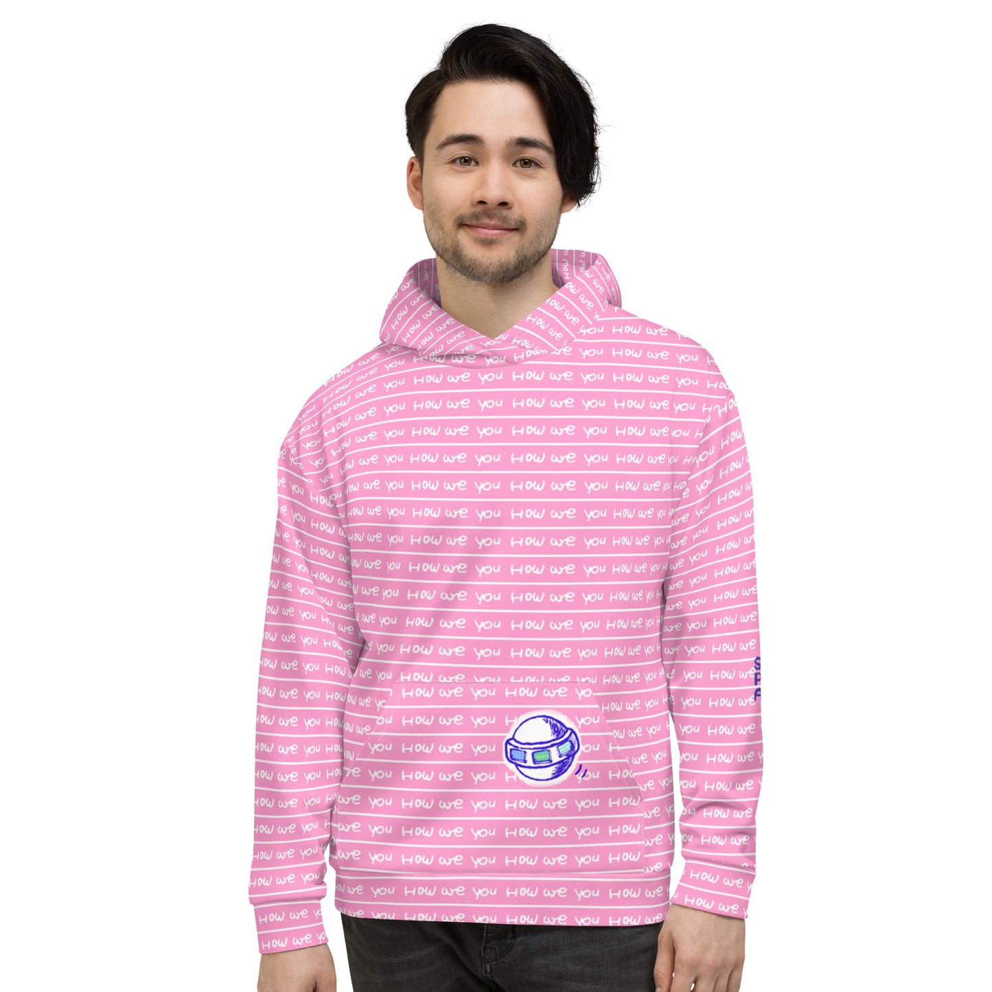 Insook Hwang's art_Super Power Art_UFO#4_Howareyou_Pink stripes_Unisex Hoodie