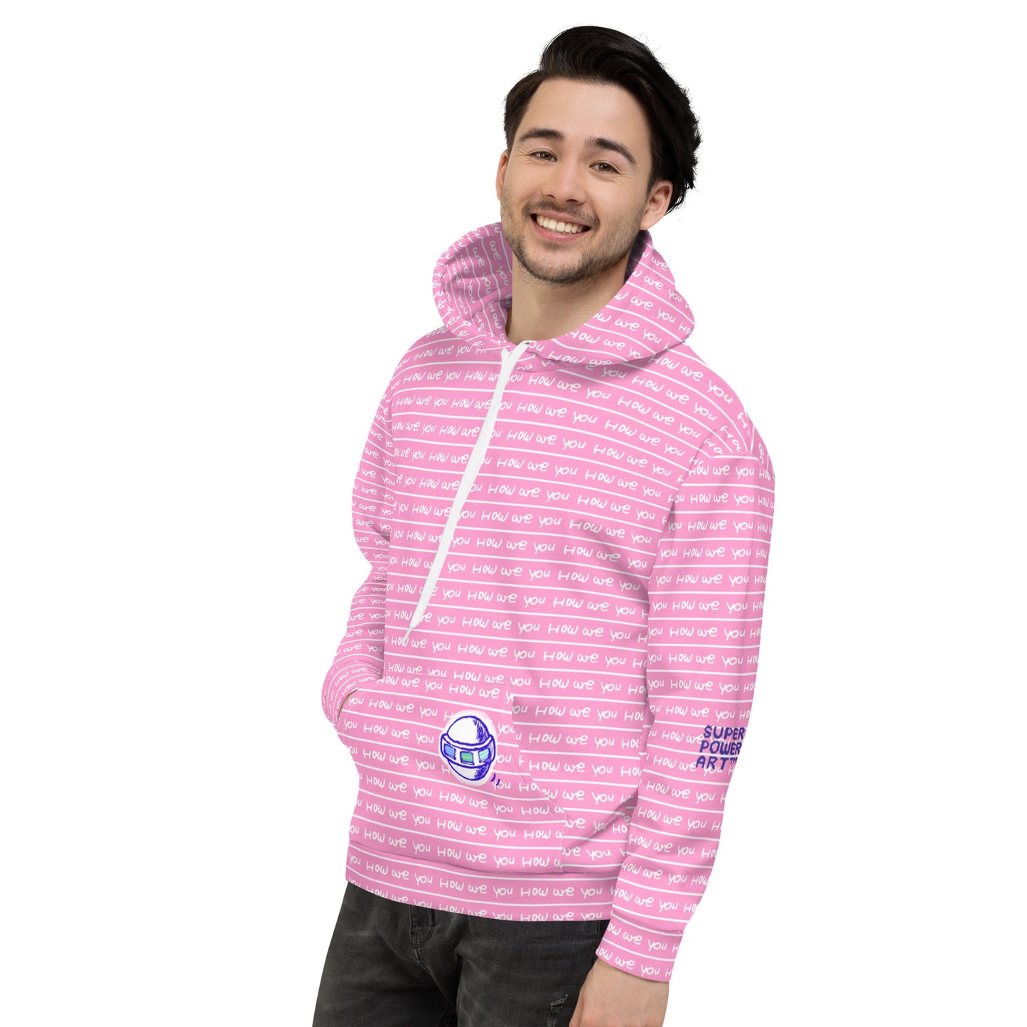 Insook Hwang's art_Super Power Art_UFO#4_Howareyou_Pink stripes_Unisex Hoodie