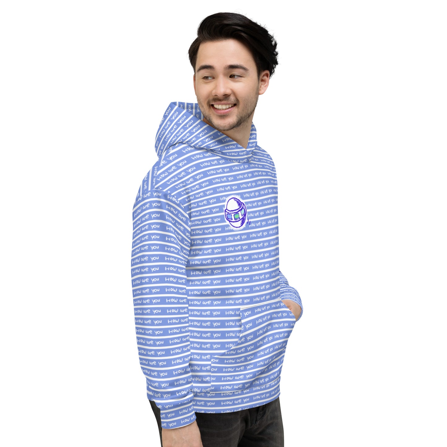 Insook Hwang's art_Super Power Art_UFO#3_Howareyou_Blue stripes_Unisex Hoodie