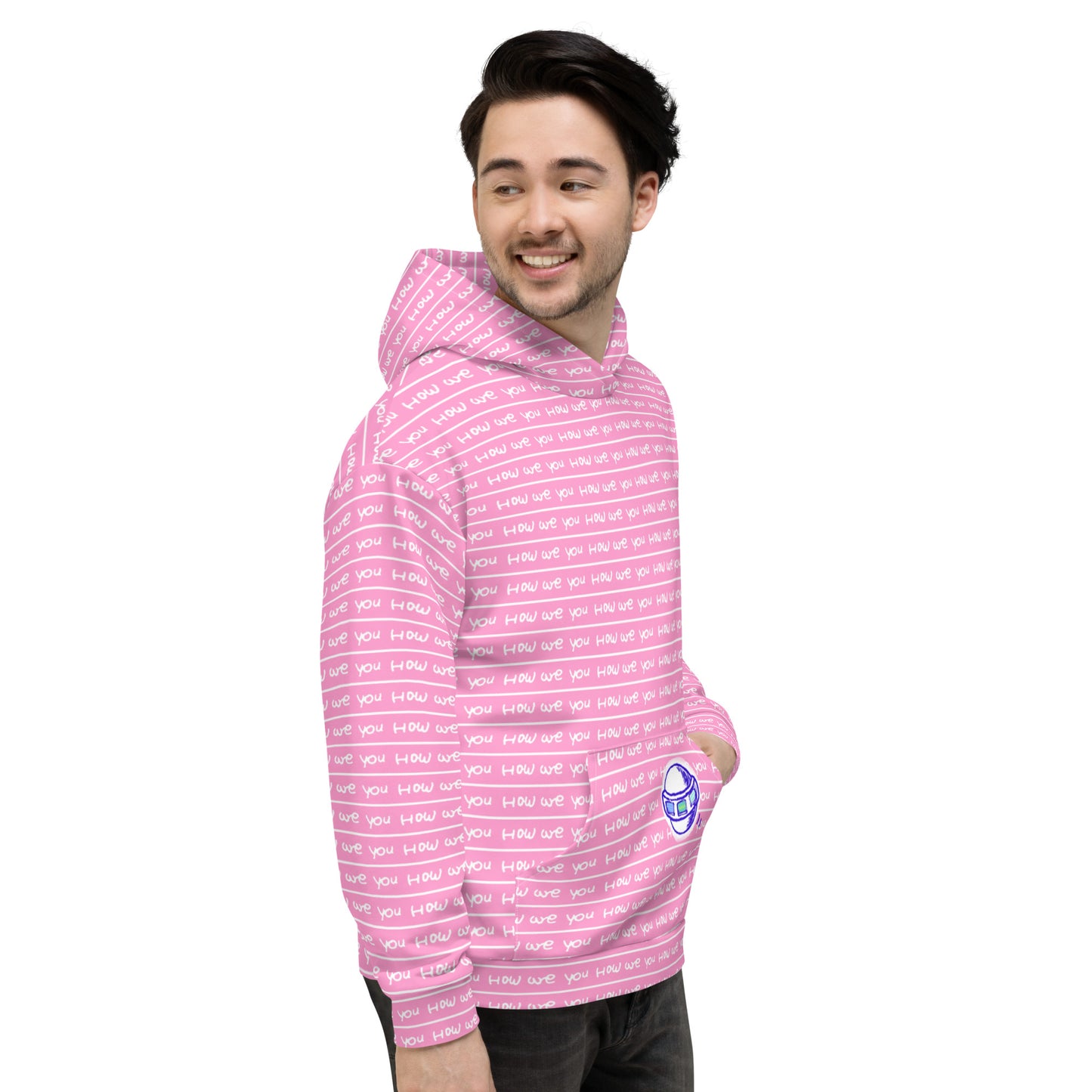 Insook Hwang's art_Super Power Art_UFO#4_Howareyou_Pink stripes_Unisex Hoodie