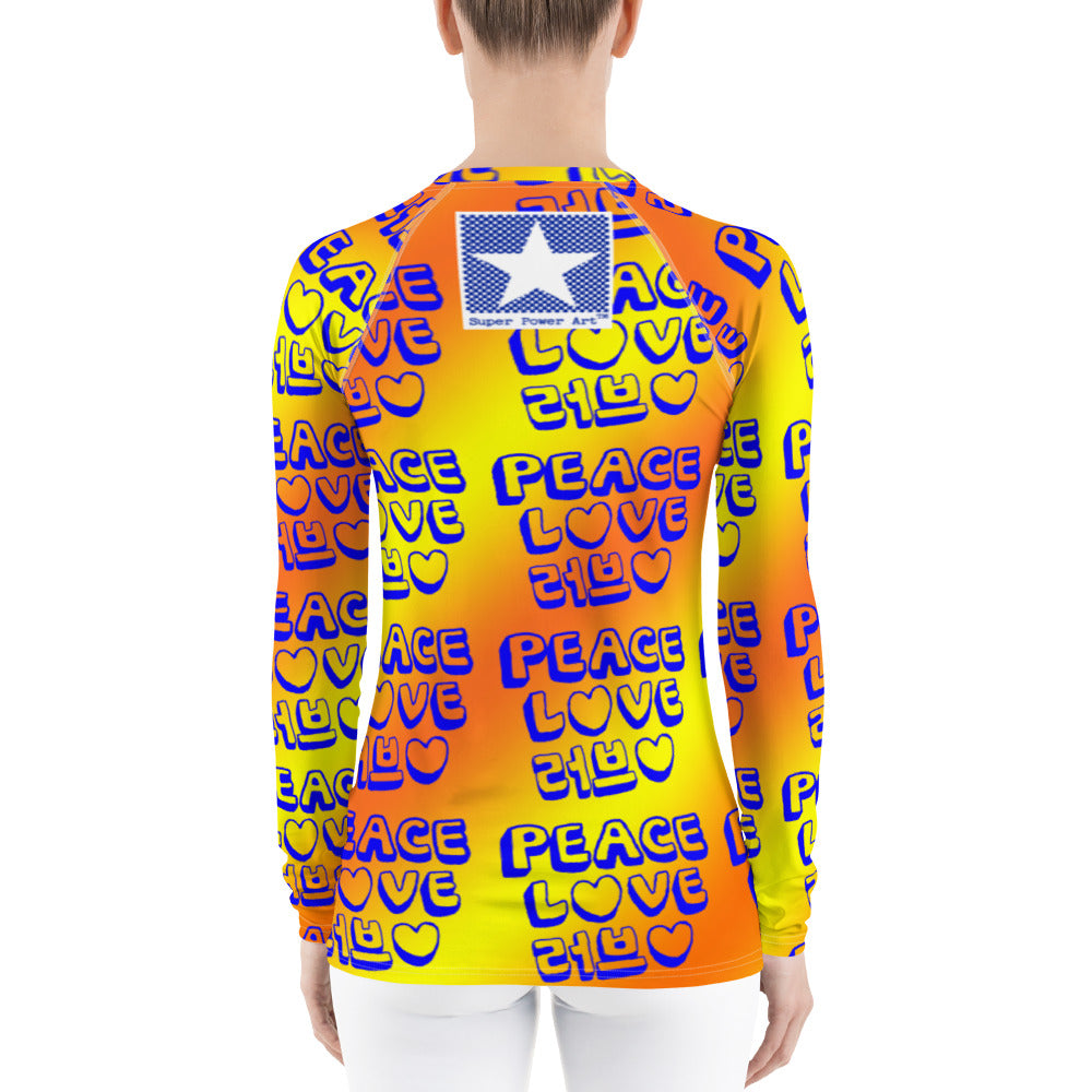 Insook Hwang's art_Love&Peace_Women's rash guard_Orange