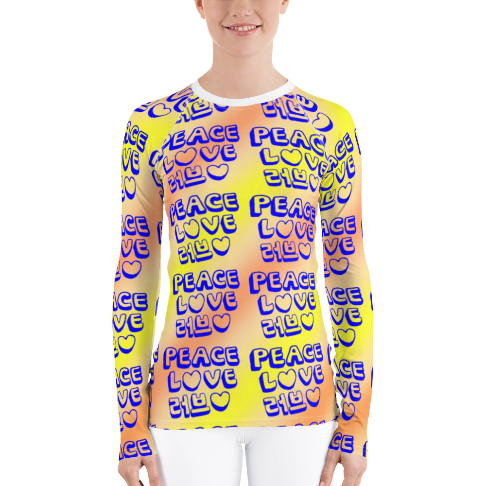 Insook Hwang's art_Love&Peace_Women's rash guard_Orange Light