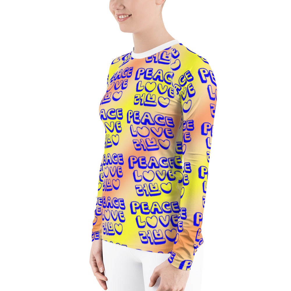 Insook Hwang's art_Love&Peace_Women's rash guard_Orange Light