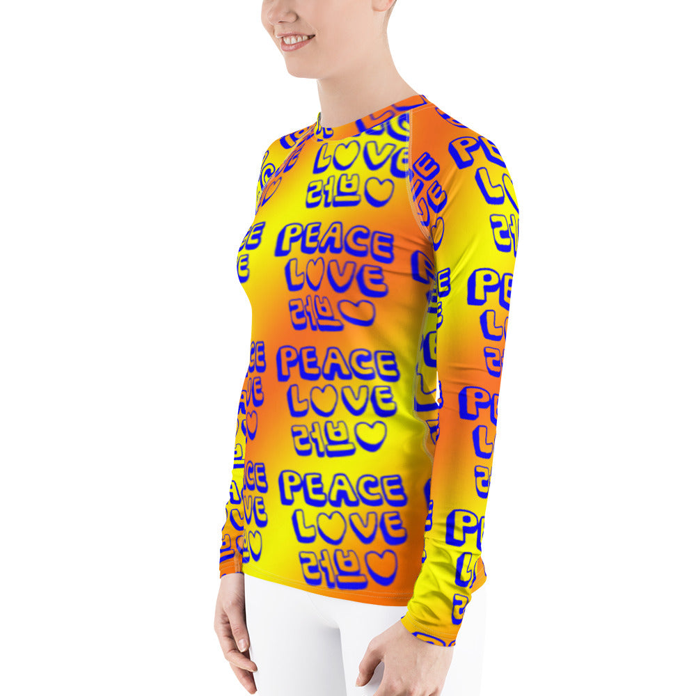 Insook Hwang's art_Love&Peace_Women's rash guard_Orange