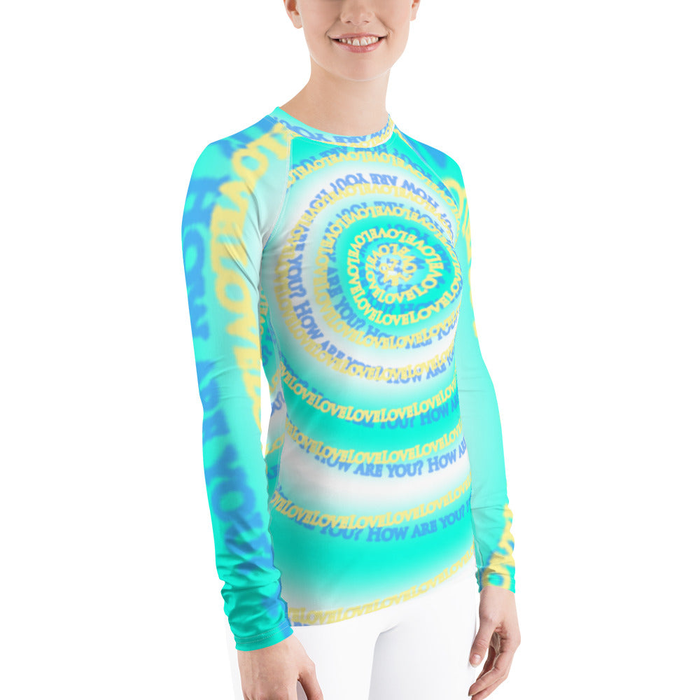 Insook Hwang's art_Best wishes to you_women's rash guard_Emerald Green