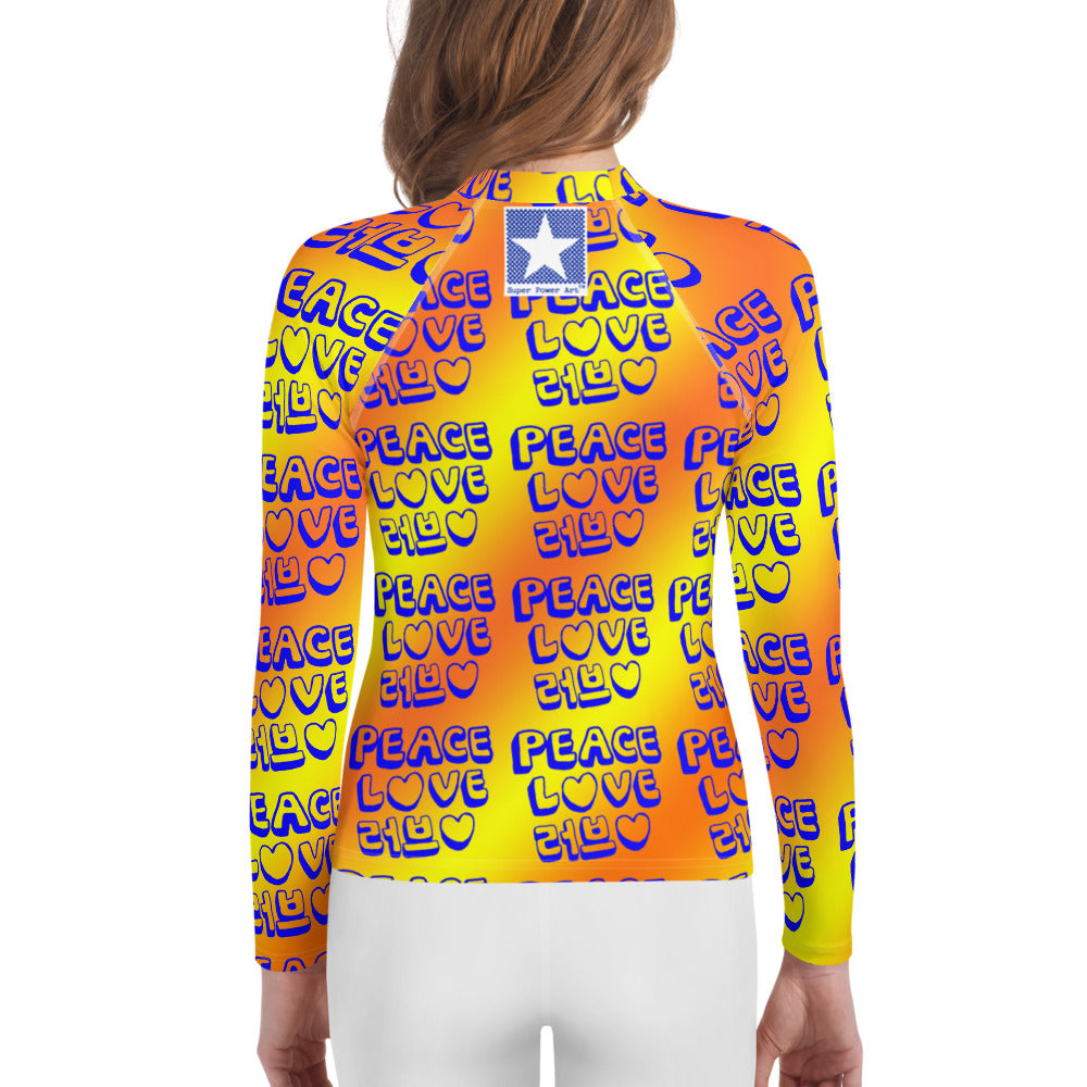 Insook Hwang's art_Love&Peace__Youth rash guard_Orange