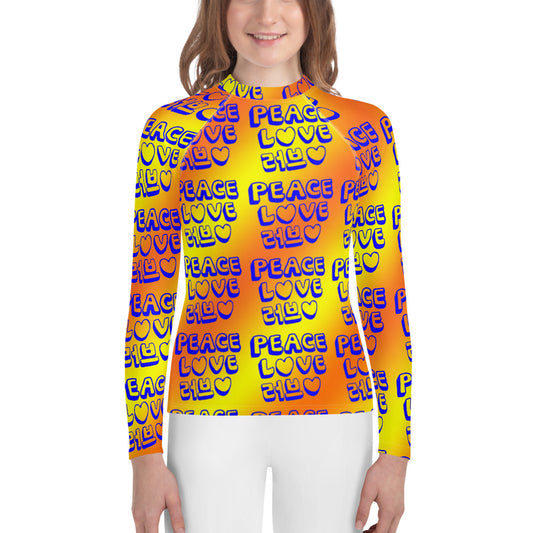 Insook Hwang's art_Love&Peace__Youth rash guard_Orange