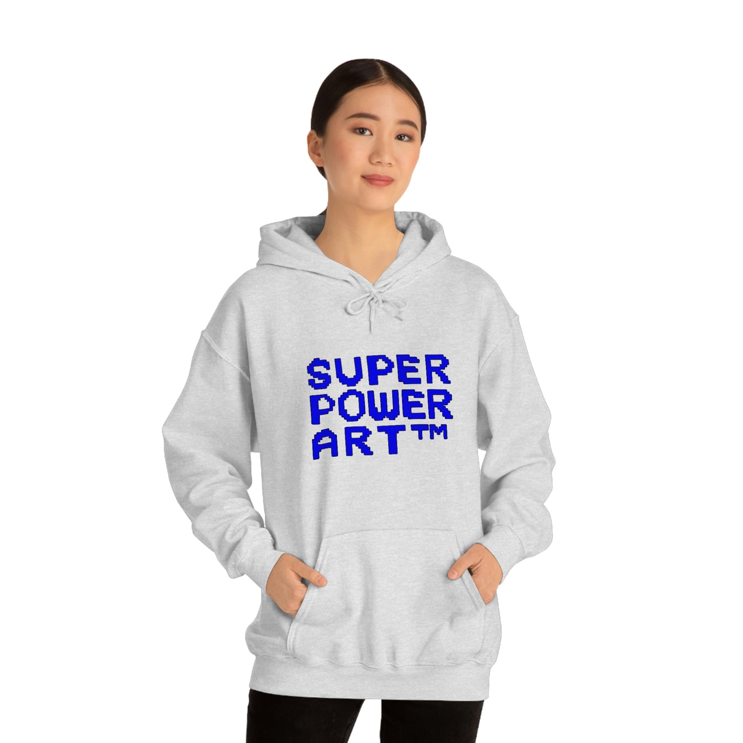 Insook Hwang's art_ Super Power Art(Blue_Black line)_Unisex Heavy Blend™ Hooded Sweatshirt