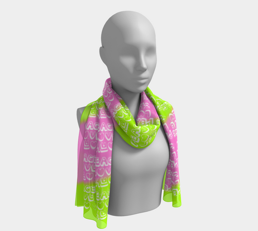 Insook Hwang's Art_Scarves_Love&Peace_yellowgreen_pink