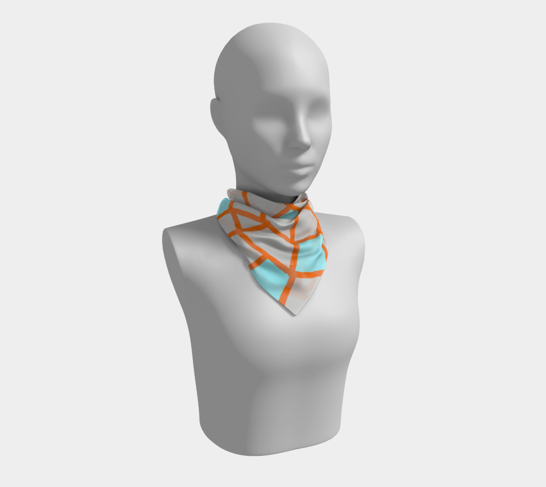 Net Structure #6 Scarf — Orange Line / Gray / Blue Fill | ASTRA SOL™
