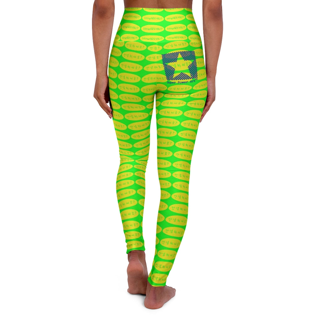 Insook Hwang's art_super power art_ How are you?_AOP High leggings (Green)