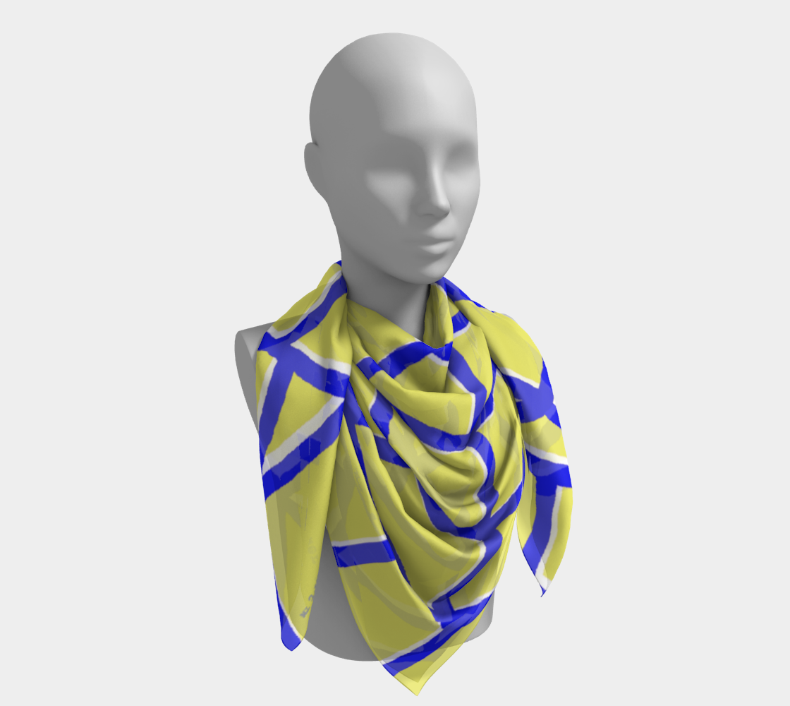 Insook Hwang's Art_Scarves_Net_BlueWhiteline_yellow