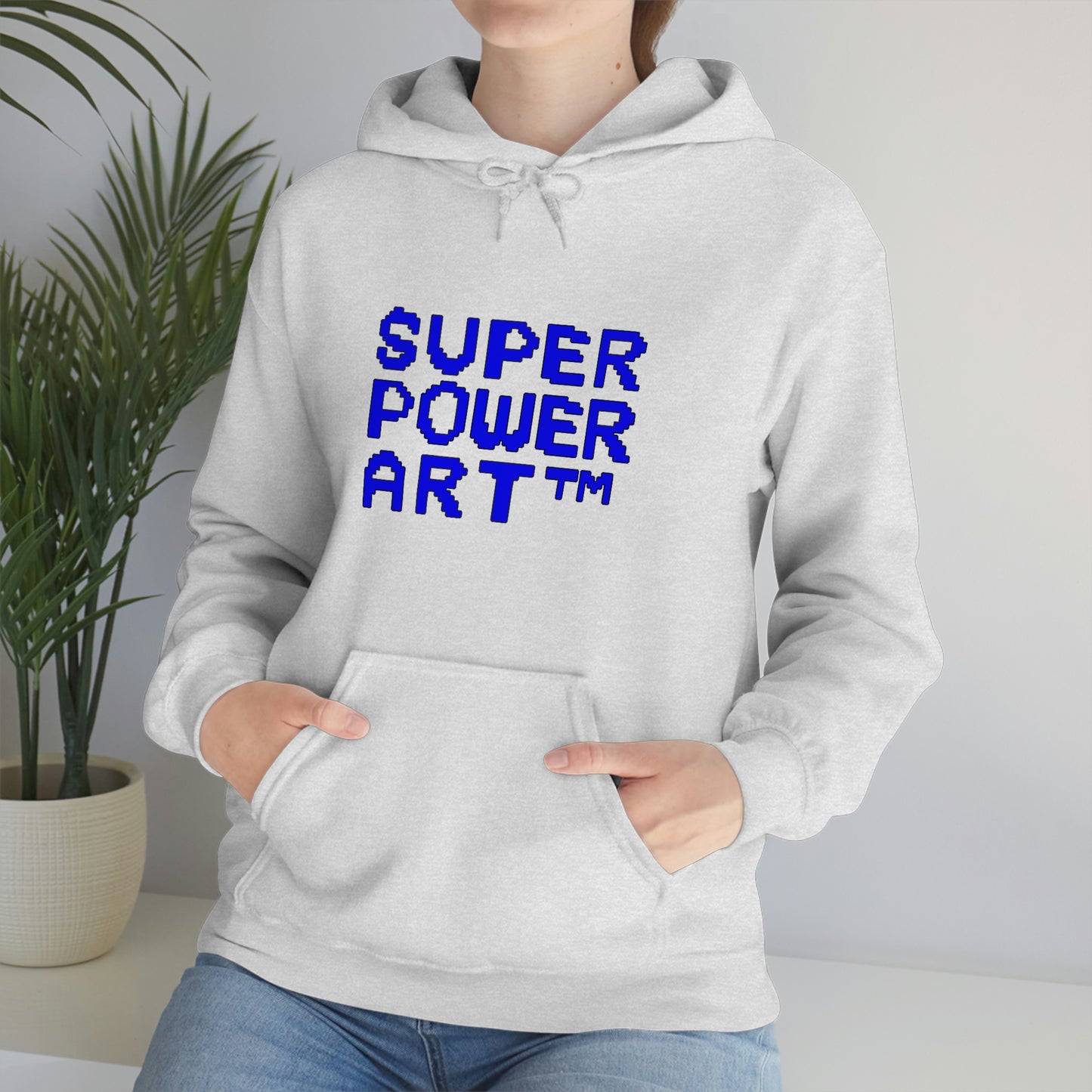 Insook Hwang's art_ Super Power Art(Blue_Black line)_Unisex Heavy Blend™ Hooded Sweatshirt