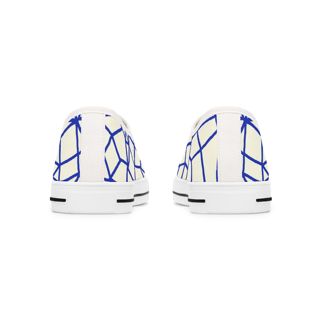 Insook Hwang's art_Net Blue_Creative mind_Women's Low Top Sneakers_white