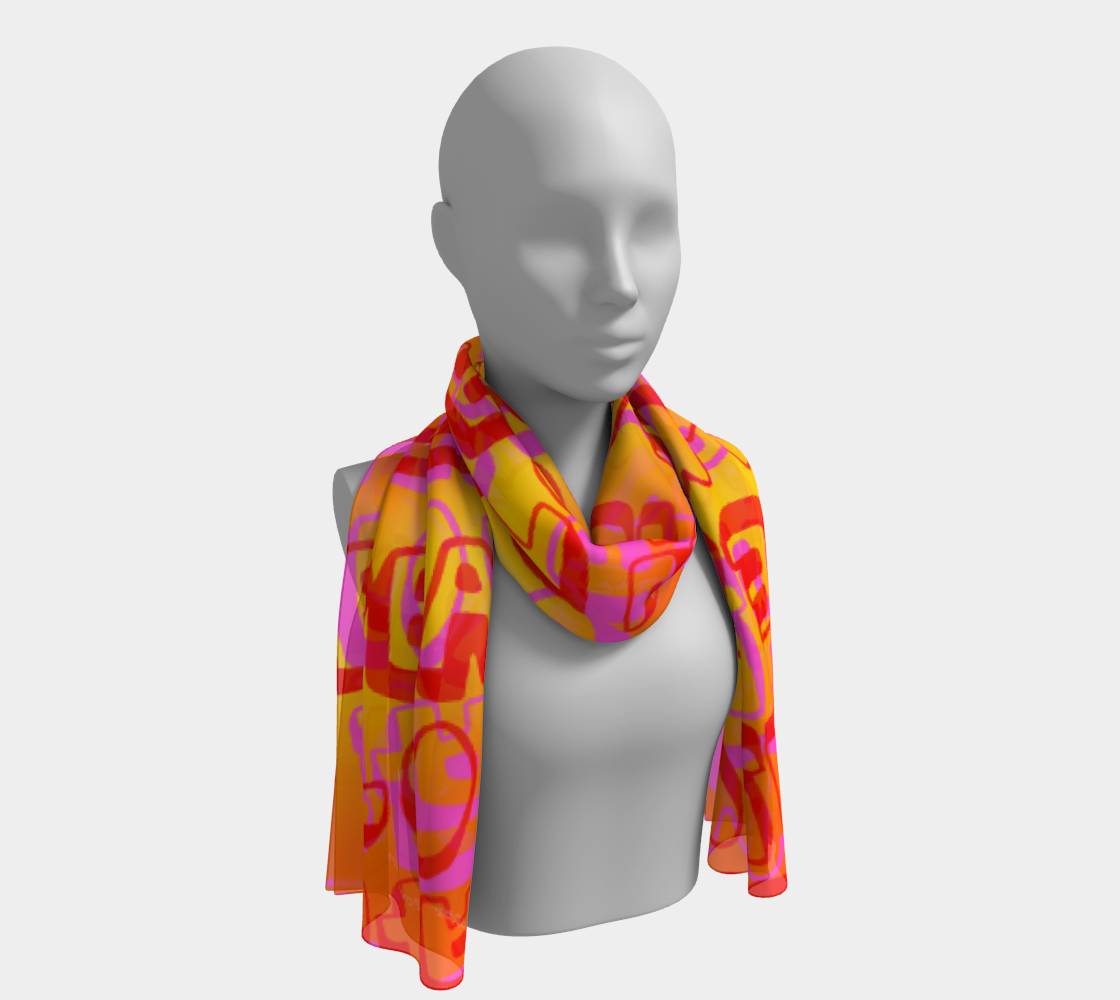 Insook Hwang's Art_Scarves_Love&Peace_Orange_textoverlay#2