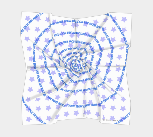 Stars Spiral Scarf — "How Are You" / Blue #2 / White | ASTRA SOL™