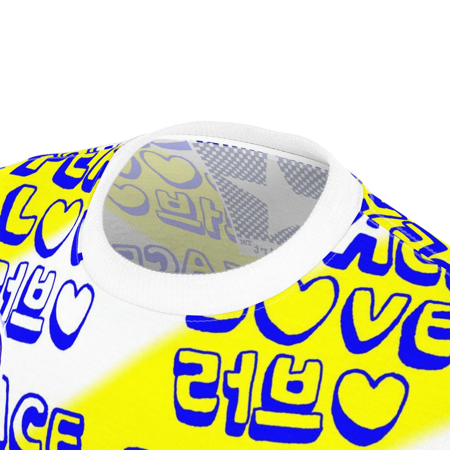 Insook Hwang's art_ UFO_Love and Peace_Unisex T-shirt_Yellow_AOP