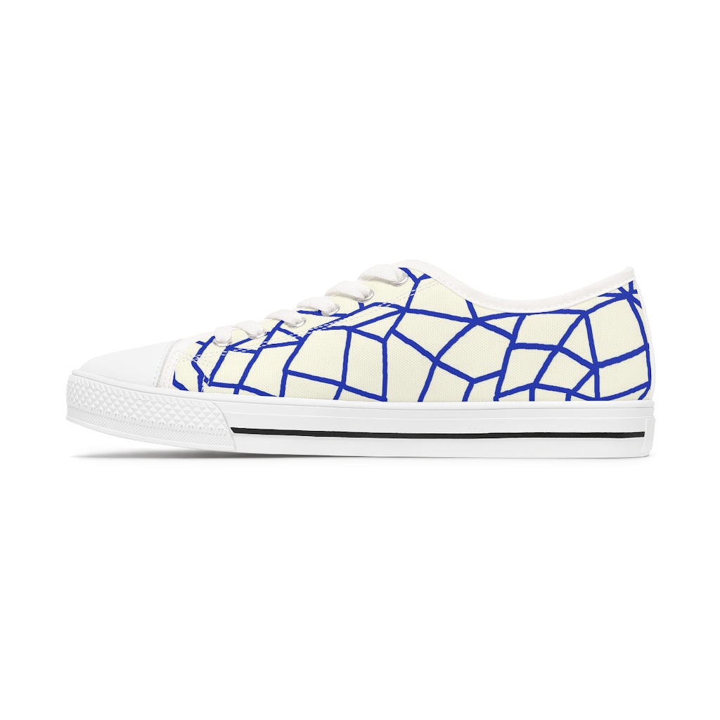 Insook Hwang's art_Net Blue_Creative mind_Women's Low Top Sneakers_white