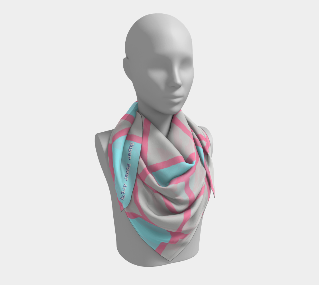 Insook Hwang's Art_Scarves_Net#8_Pinkline_Lightbluefill_gray#1