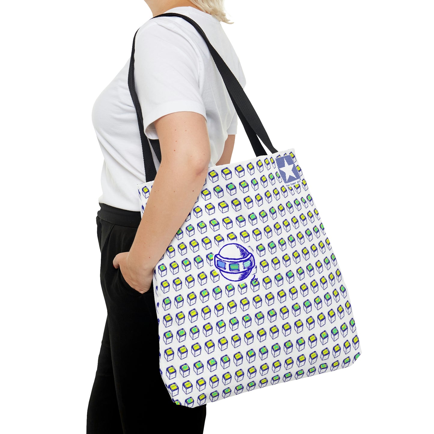 Insook Hwang's art_Monitor_Love Peace_UFO & Eyeball AOP Tote Bag