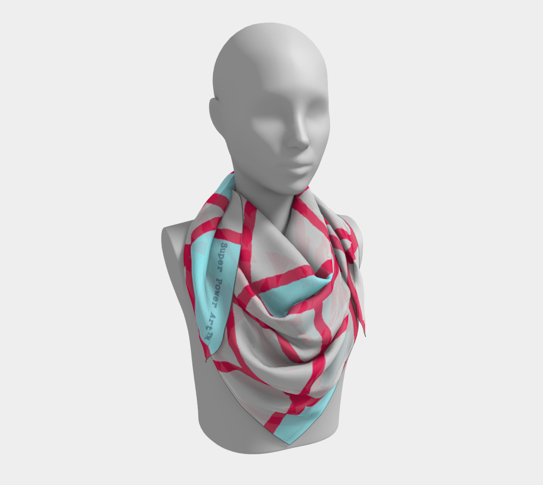 Insook Hwang's Art_Scarves_Net#9_Redline_Lightbluefill_gray#2